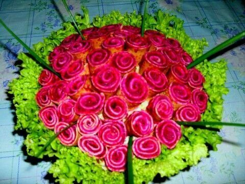 Салат букет невесты розы рецепт праздничный салат на день рождения на новый год 