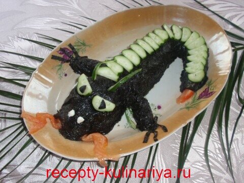 Черный водяной дракон суши в виде дракона