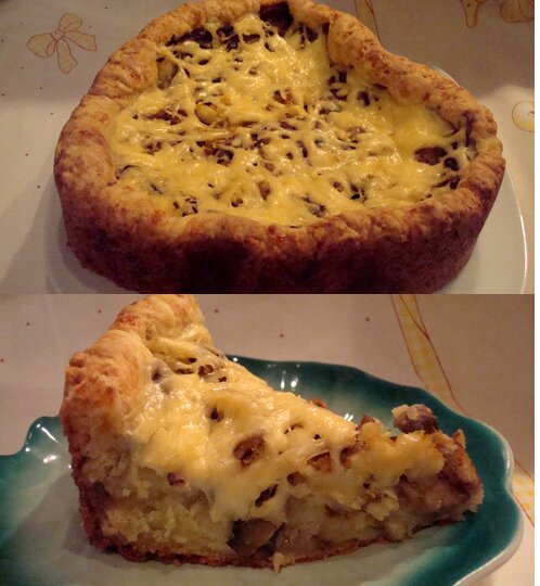 Рецепт приготовления пирога с картофелем и грибами на творожном тесте
