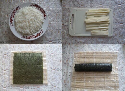 Рецепт приготовления роллы с семгой и огурцом :