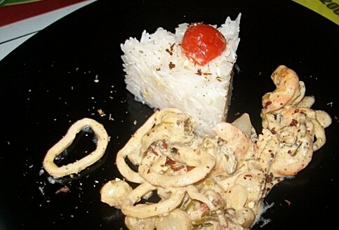  Рецепт приготовления блюда Рис с морепродуктами " :