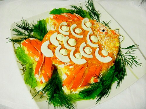 Праздничный салат золотая рыбка рецепт с фото